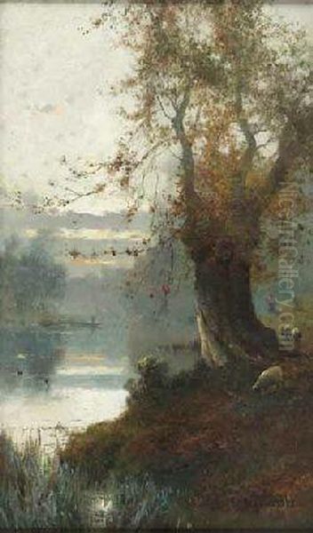 Evening, Burnham Beeches Oil Painting by Alfred de Breanski