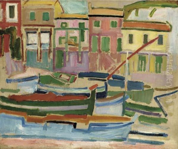 Barques Aux Martigues Oil Painting by Raoul Dufy