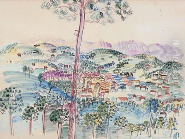 Paysage A Vallauris Oil Painting by Raoul Dufy