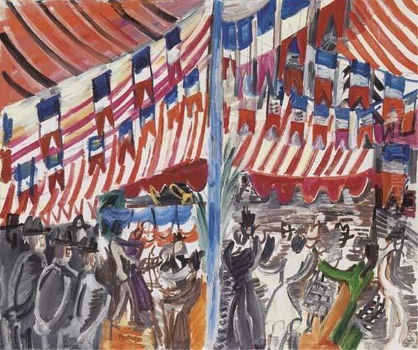 14 Juillet A Antibes Oil Painting by Raoul Dufy