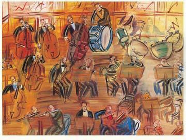 Orchestre Jaune, Circa 1942 Oil Painting by Raoul Dufy