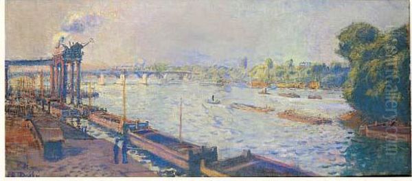 La Seine Au Pont D'asnieres, Circa 1900 Oil Painting by Raoul Dufy