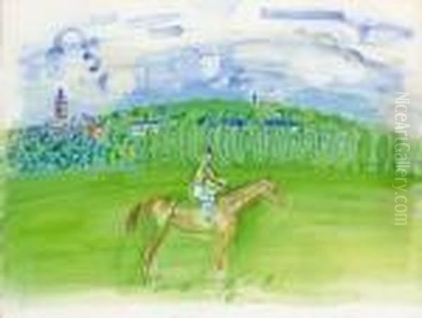 Cheval Et Jockey A Deauville Oil Painting by Raoul Dufy