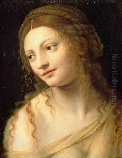 Head and shoulders of a young woman Oil Painting by Bernardino Luini