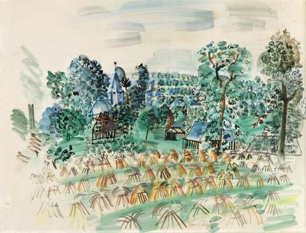 Champ De Ble Pres Du Petit Village Oil Painting by Raoul Dufy