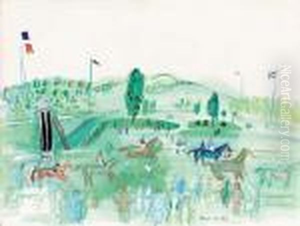 Le Champ De Courses A Deauville Oil Painting by Raoul Dufy