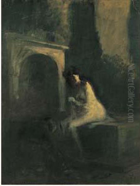 Jeune Femme Devant L'atre Oil Painting by Jean-Louis Forain