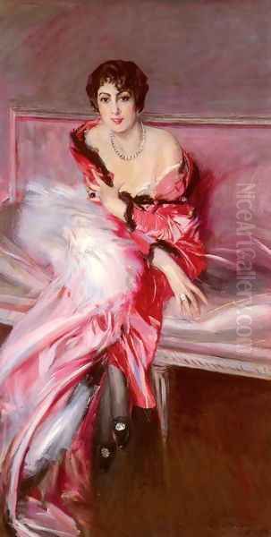 Portrait Of Madame Juillard In Red Oil Painting by Giovanni Boldini