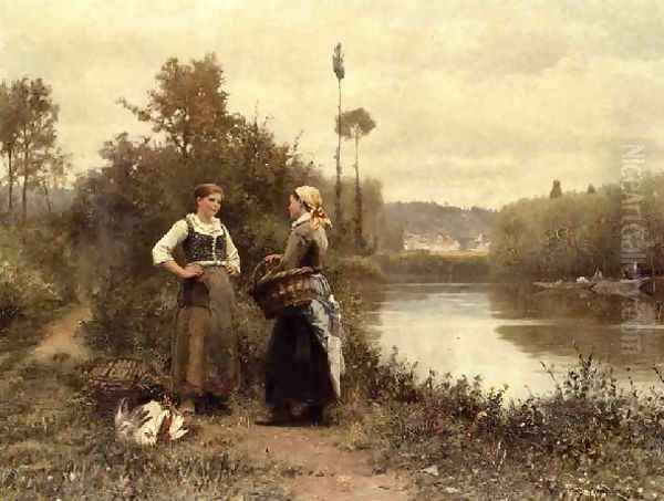 A Conversation Oil Painting by Daniel Ridgway Knight