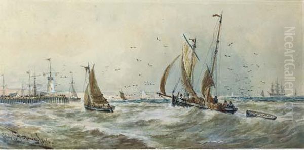 Calais Pier Oil Painting by Thomas Bush Hardy