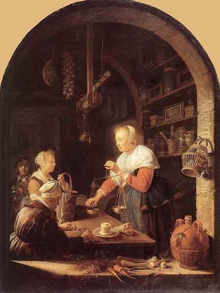 The Grocers Shop Oil Painting by Gerrit Dou