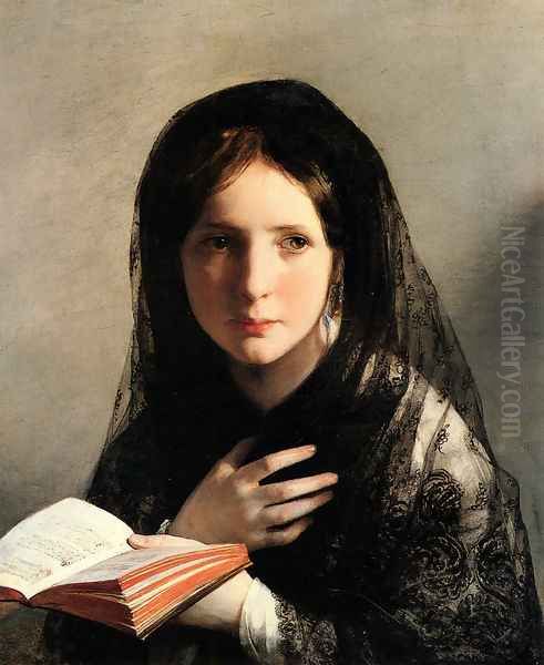 In Traumen Versunken Oil Painting by Friedrich Ritter von Amerling