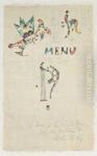 Ohne Titel (menu) Oil Painting by Wassily Kandinsky