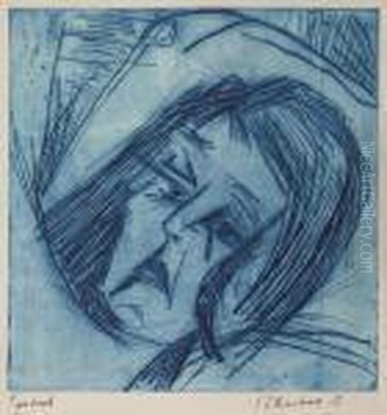 Liegender Madchenkopf Oil Painting by Ernst Ludwig Kirchner