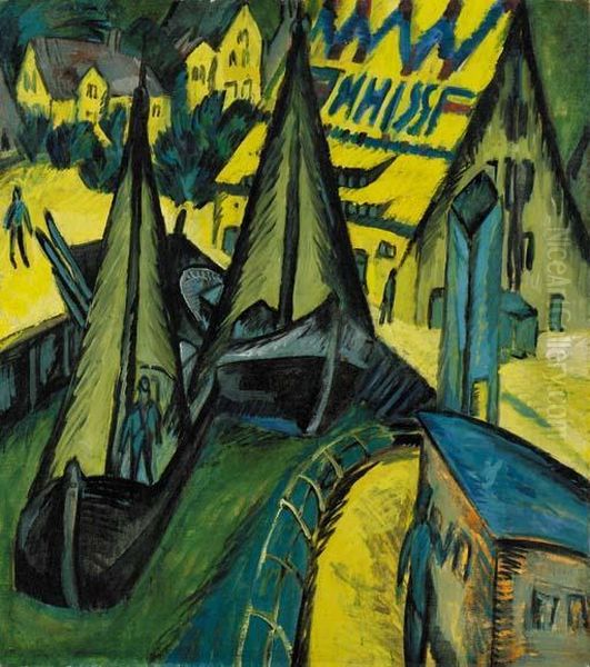 Hafen Burgstaaken, Fehmarn Oil Painting by Ernst Ludwig Kirchner