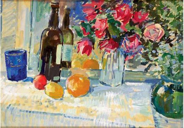 Fleurs Et Fruits Oil Painting by Konstantin Alexeievitch Korovin