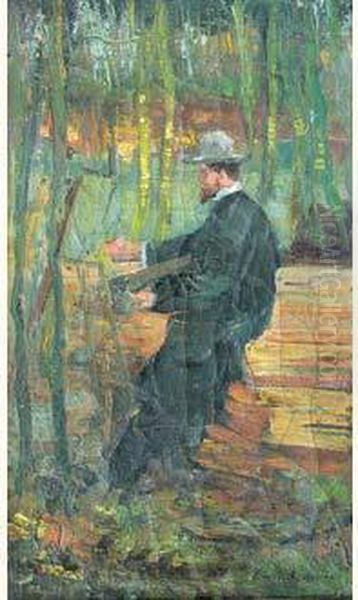 Peintre Devant Son Chevalet Oil Painting by Konstantin Alexeievitch Korovin