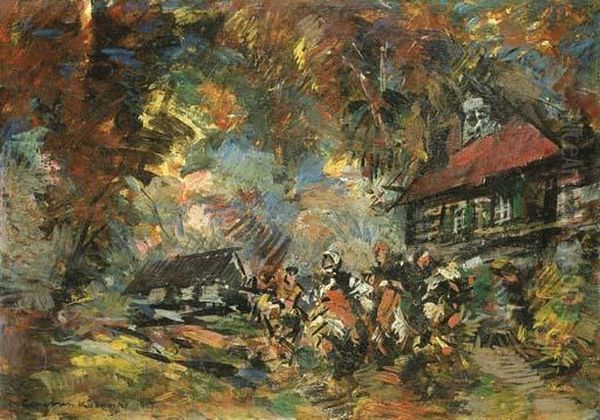 Celebration In The Country-side Oil Painting by Konstantin Alexeievitch Korovin