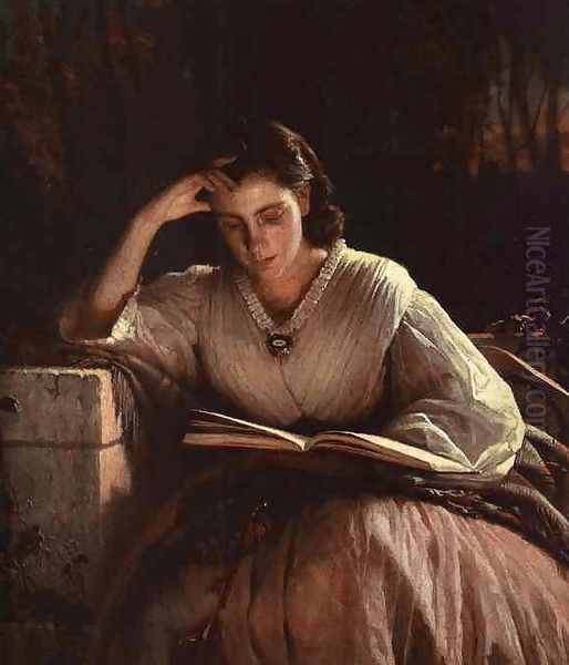 Sophia Kramskaya Reading Oil Painting by Ivan Nikolaevich Kramskoy