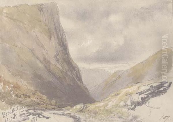 Honiston Crag, Near Buttermere, Cumbria Oil Painting by Edward Lear