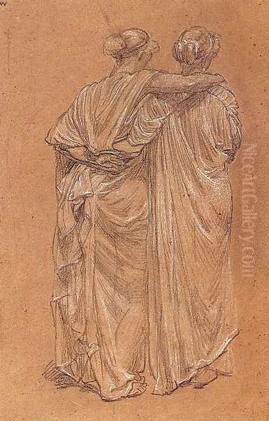 Study Of Two Female Figures Oil Painting by Albert Joseph Moore