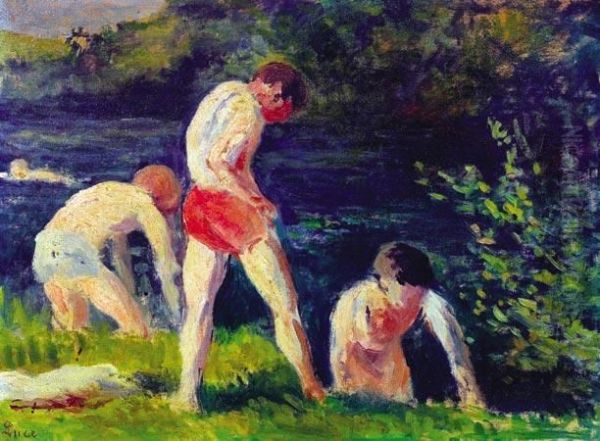 La Baignade, Circa 1925 Oil Painting by Maximilien Luce