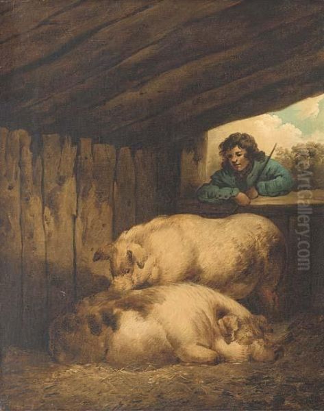 The Pig Sty Oil Painting by George Morland