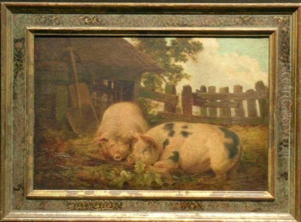 Pigs In A Sty Oil Painting by George Morland