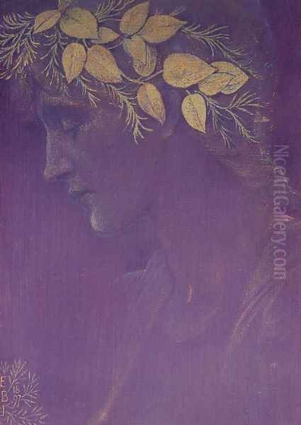 Head of a Girl 2 Oil Painting by Sir Edward Coley Burne-Jones