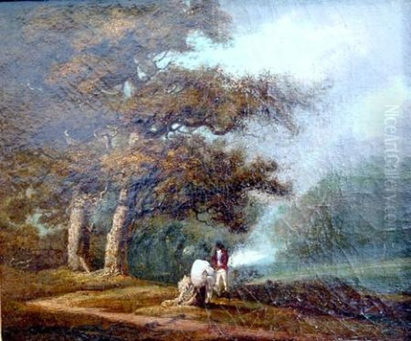 Landscape With Two Gentlemen Oil Painting by George Morland