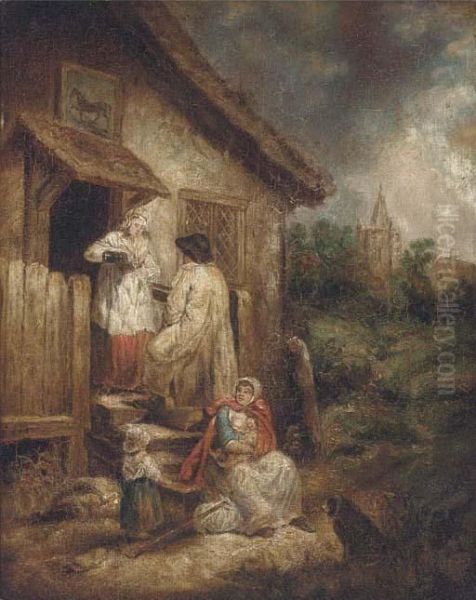 A Charitable Offering Oil Painting by George Morland