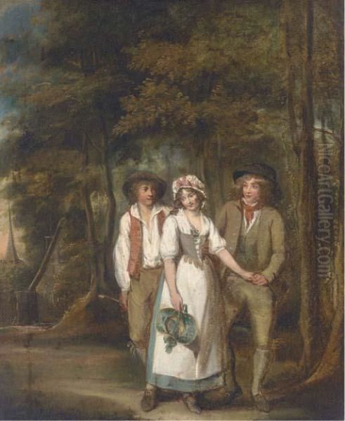 Rustic Courtship Oil Painting by George Morland