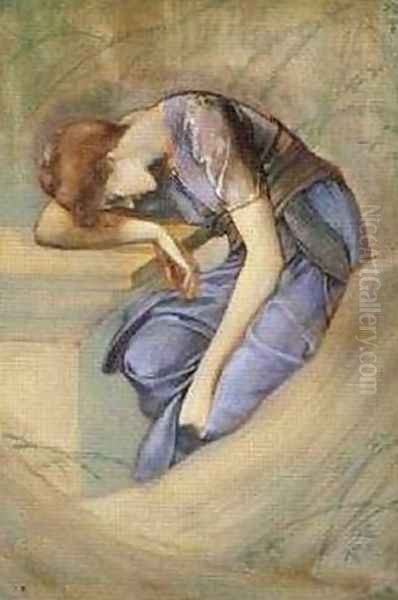 The Briar Rose: The Garden Court (study) Oil Painting by Sir Edward Coley Burne-Jones