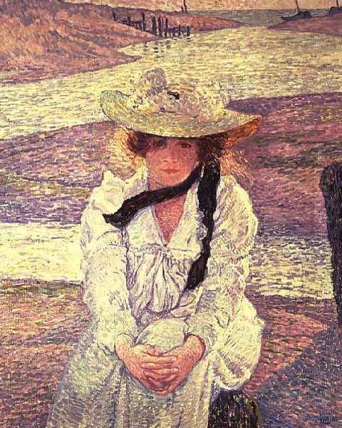 Young Woman on the Banks of the Greve River, 1901 Oil Painting by Theo van Rysselberghe