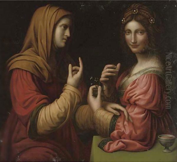 Mary and Martha Oil Painting by Bernardino Luini