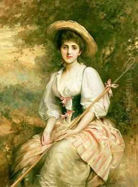 Mrs Stuart M Samuel as Phyllida The Shepherdess Oil Painting by Sir Samuel Luke Fildes