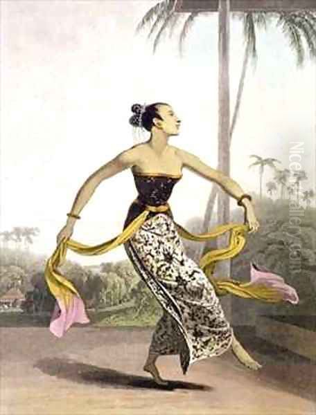 A Ronggeng or Dancing Girl Oil Painting by William Daniell RA