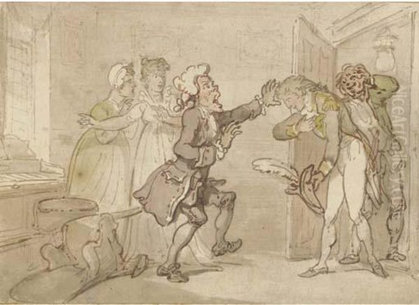 Thwarting True Love Oil Painting by Thomas Rowlandson