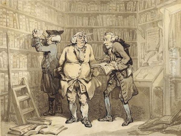 Bookseller And Author Oil Painting by Thomas Rowlandson