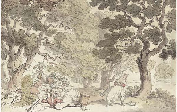 A Distraction From Duty Oil Painting by Thomas Rowlandson