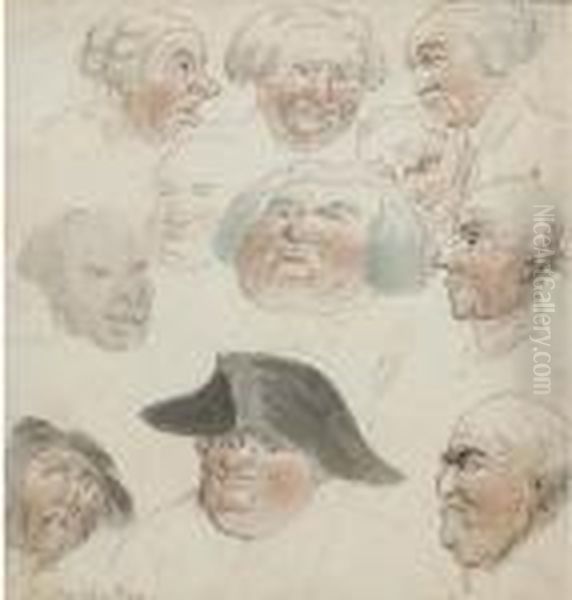 A Group Of 18th Century Caricatures Oil Painting by Thomas Rowlandson