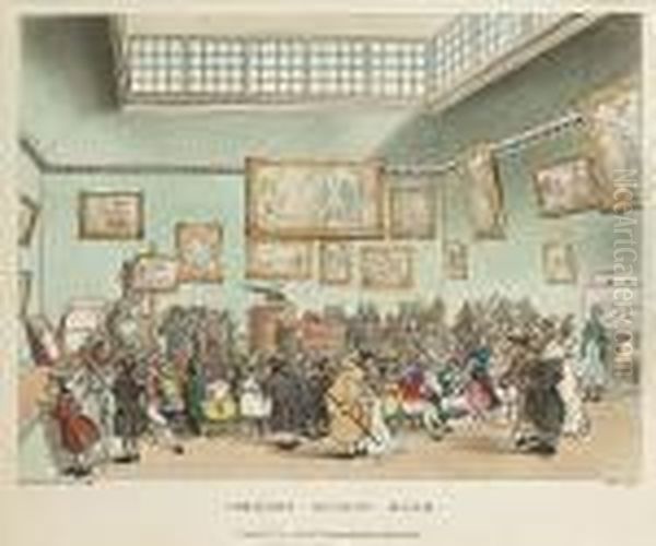 Christie's Auction Room Oil Painting by Thomas Rowlandson