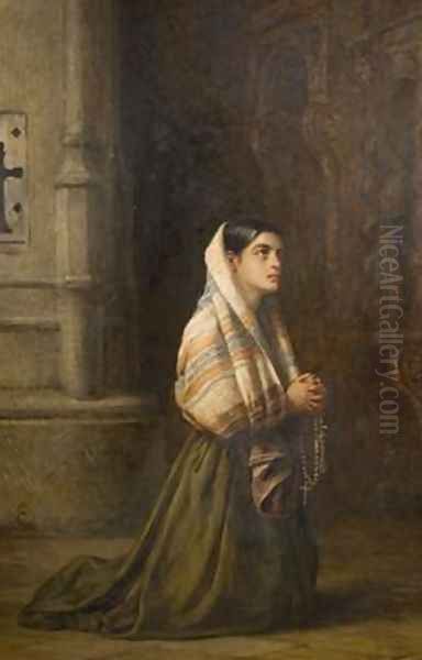 At Prayer Oil Painting by Edwin Longsden Long