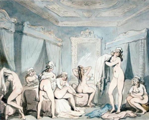 The Brothel: Morning Oil Painting by Thomas Rowlandson