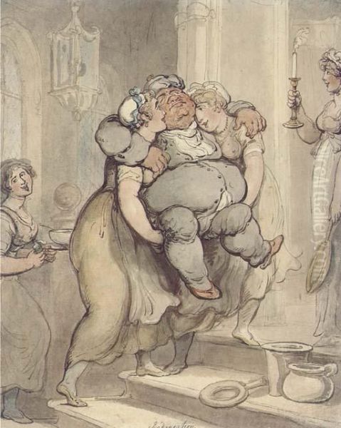 Indigestion Oil Painting by Thomas Rowlandson