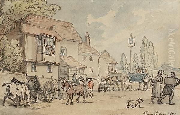 A Country Inn Oil Painting by Thomas Rowlandson