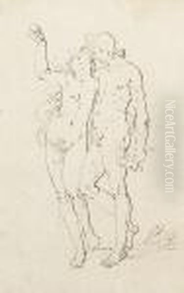 Adam And Eve Oil Painting by Thomas Rowlandson