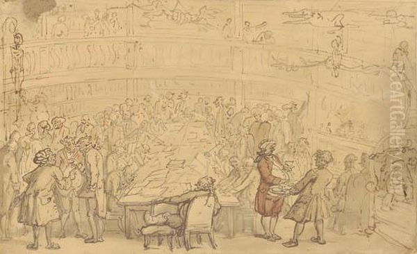 Assemblee Generale D'une Societe Savante Oil Painting by Thomas Rowlandson