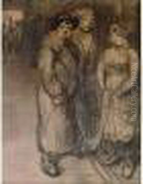 Trois Femmes Oil Painting by Theophile Alexandre Steinlen