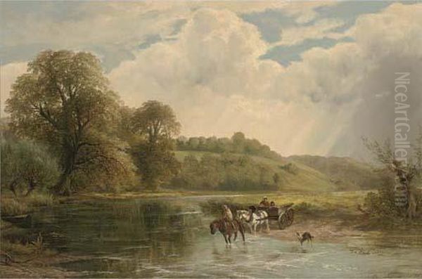 Fording The River Oil Painting by George Turner